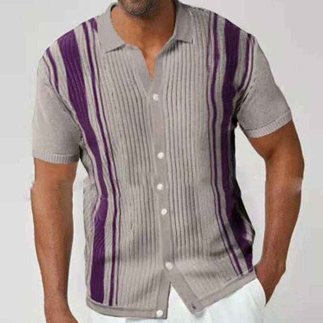 Men's short-sleeve polo shirt with button placket