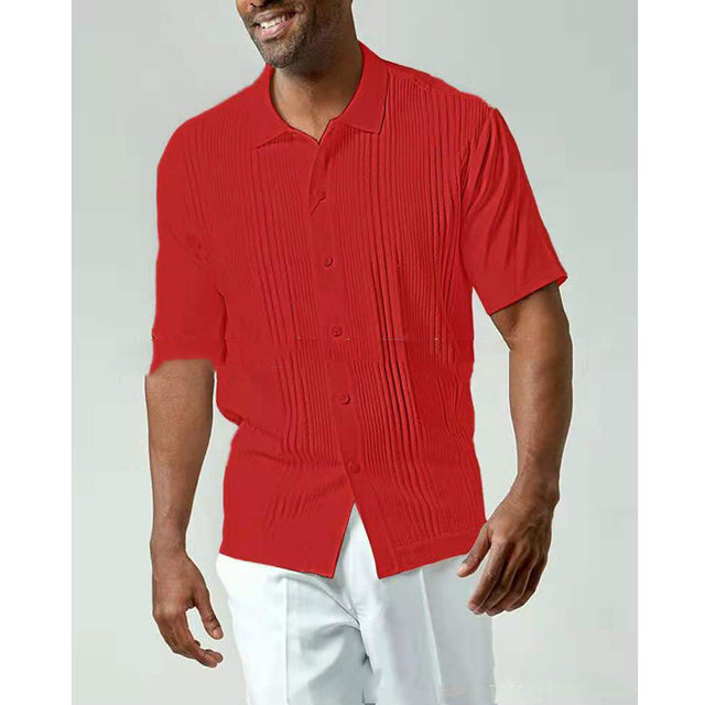 Men's short-sleeve polo shirt with button placket