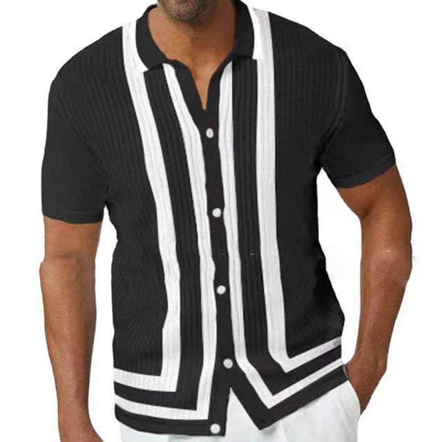 Men's short-sleeve polo shirt with button placket