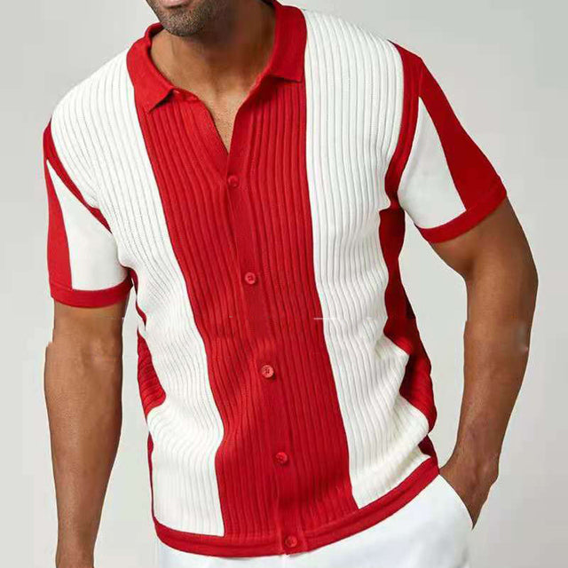 Men's short-sleeve polo shirt with button placket