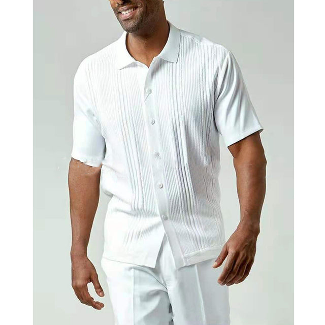Men's short-sleeve polo shirt with button placket