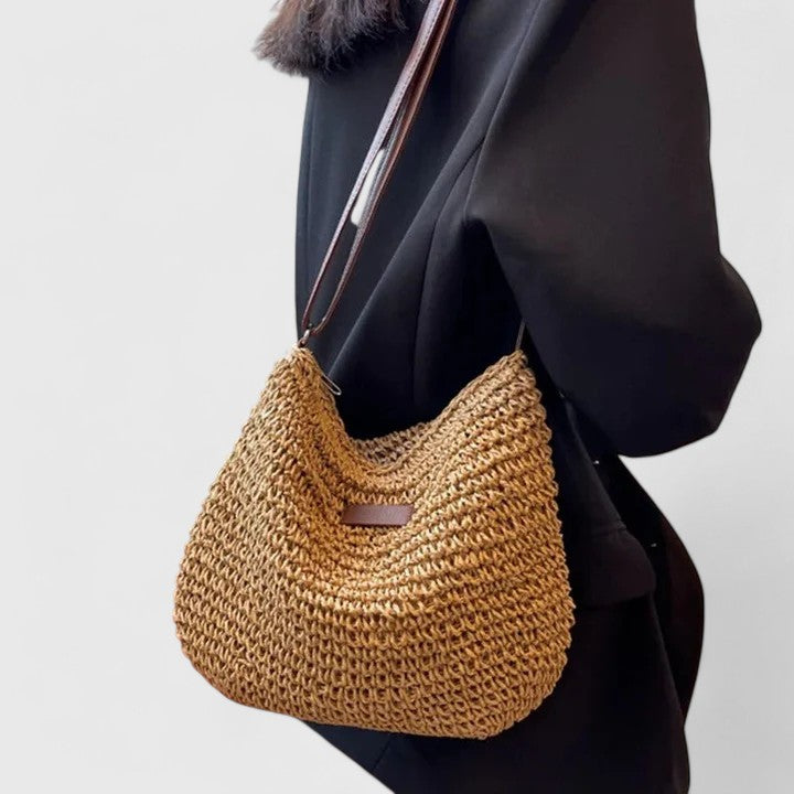 Women's shoulder bag with top handle and zip closure