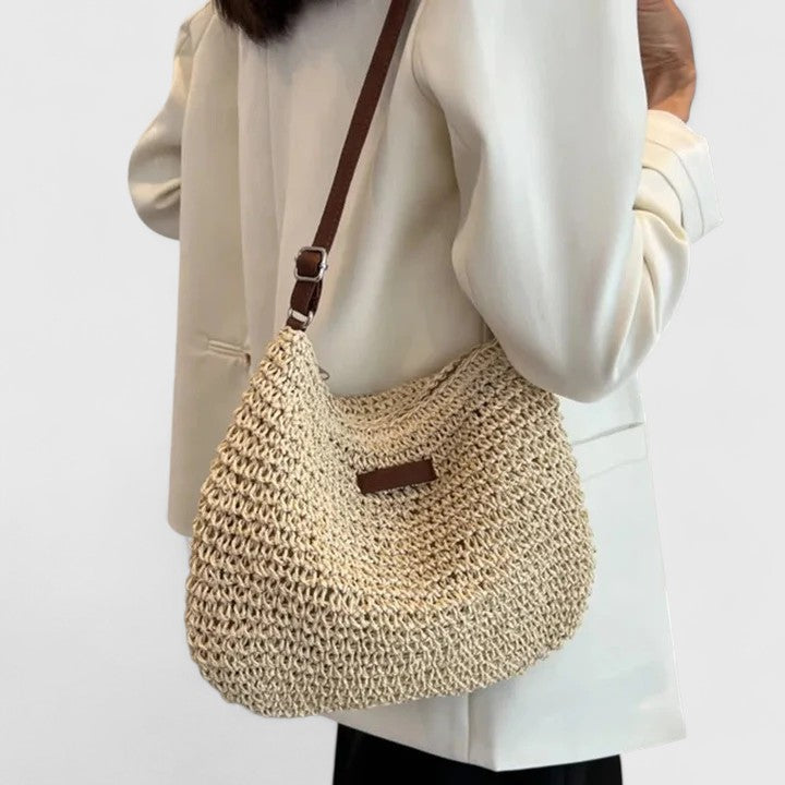 Women's shoulder bag with top handle and zip closure