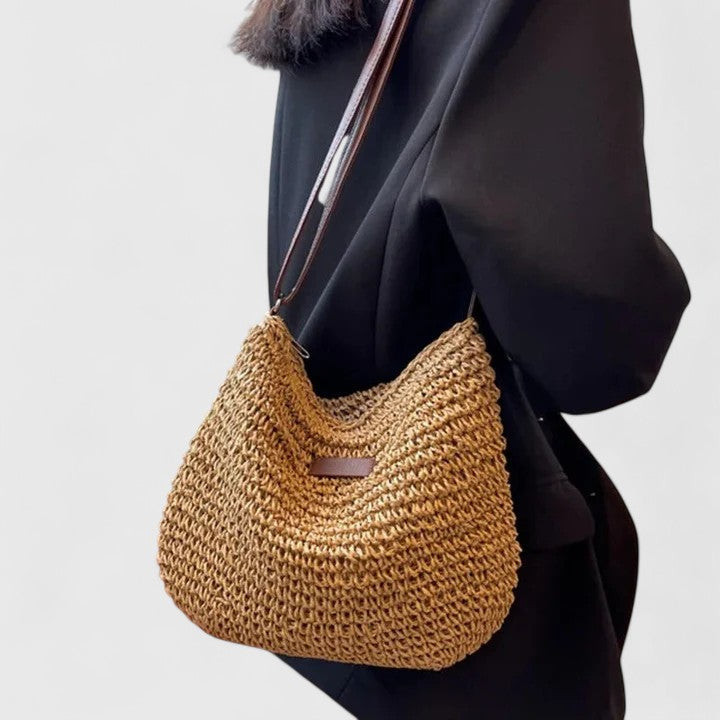 Women's shoulder bag with top handle and zip closure