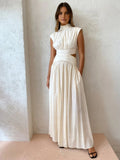 Women's sleeveless mock neck maxi dress