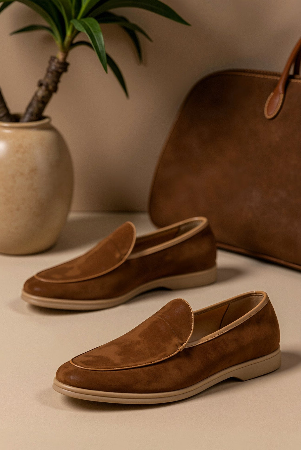 Men's slip-on loafers with low heel