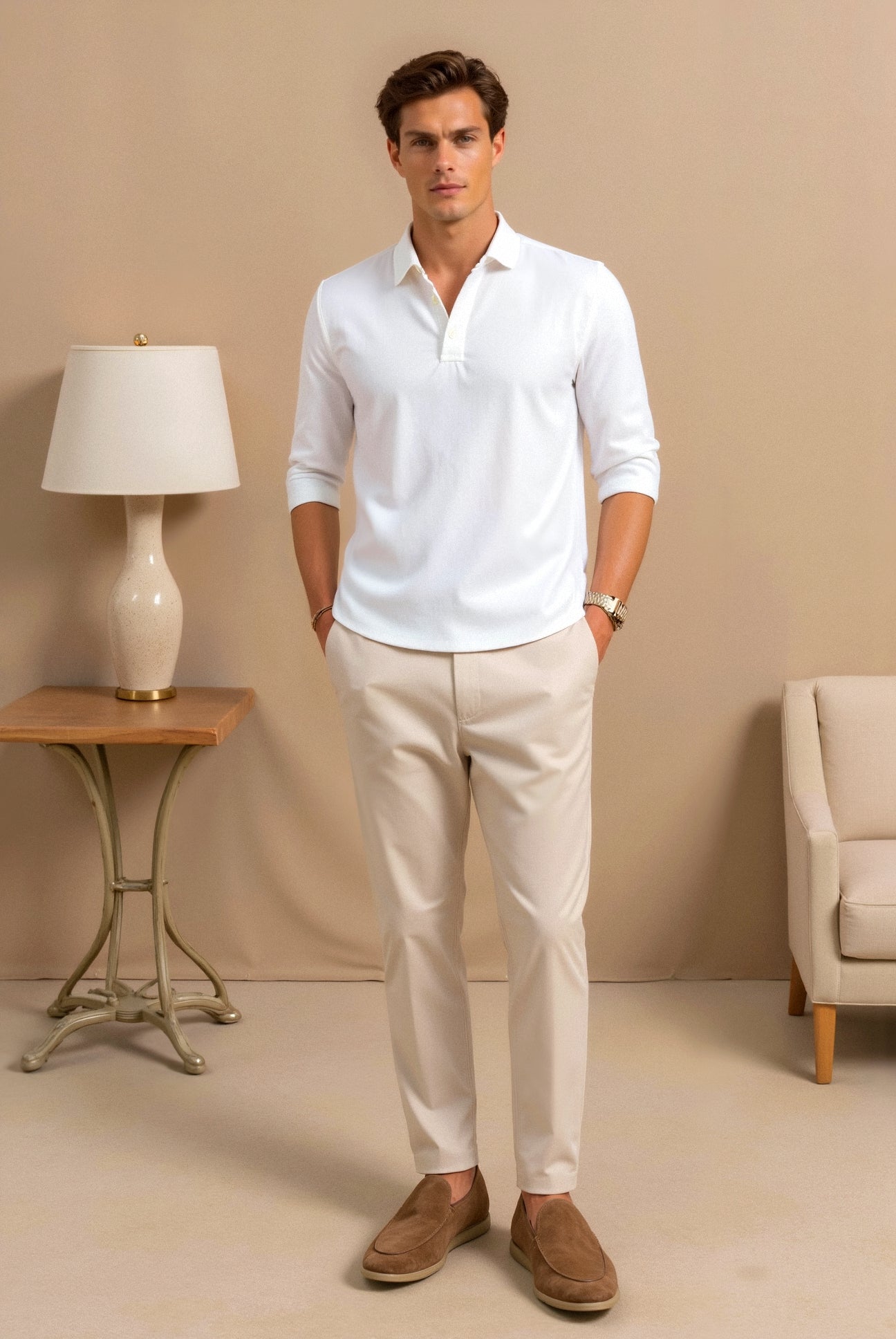 Men's slip-on loafers with low heel