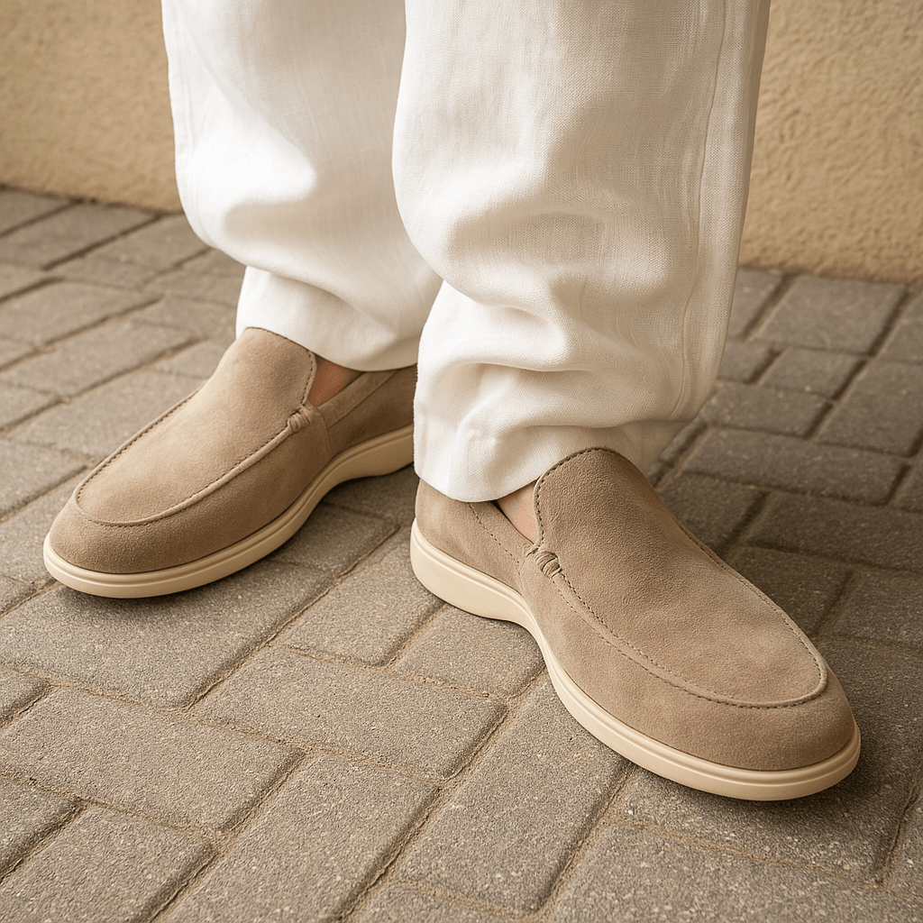 Men's slip-on loafers with penny strap detail