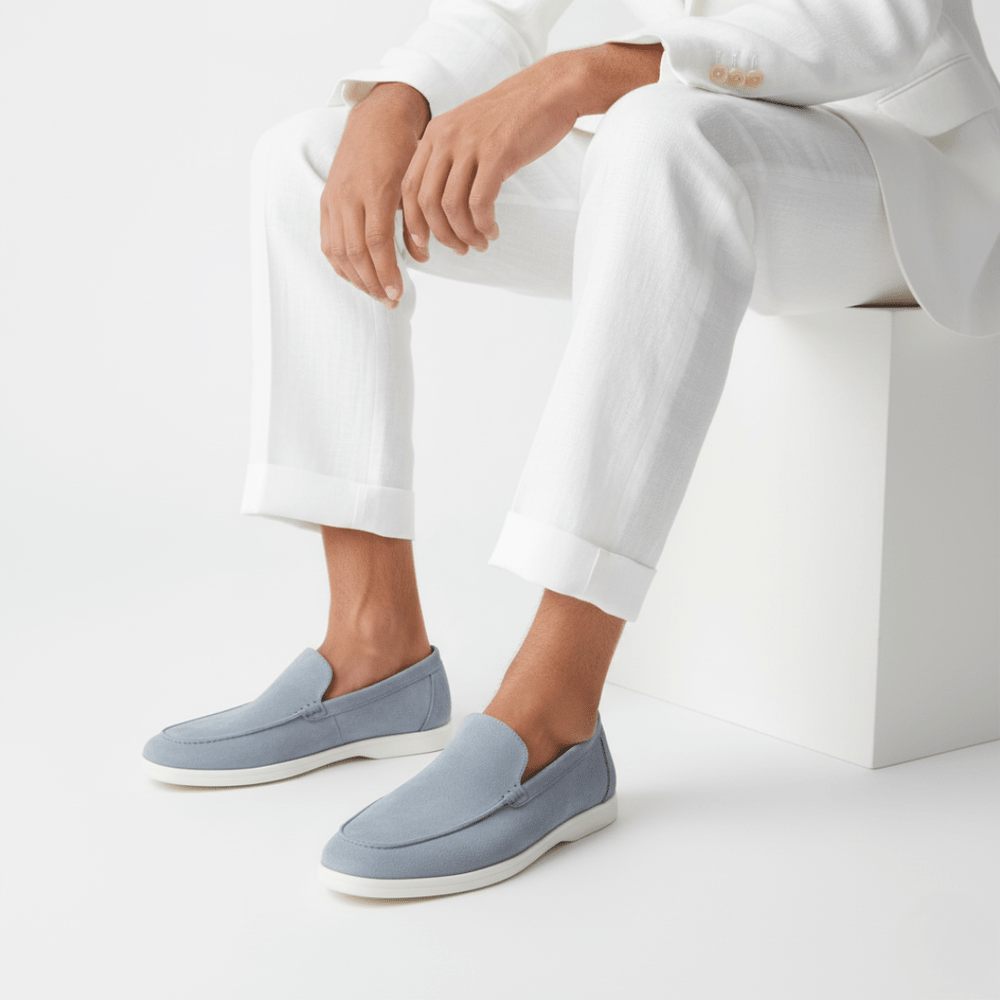 Men's slip-on loafers with penny strap detail
