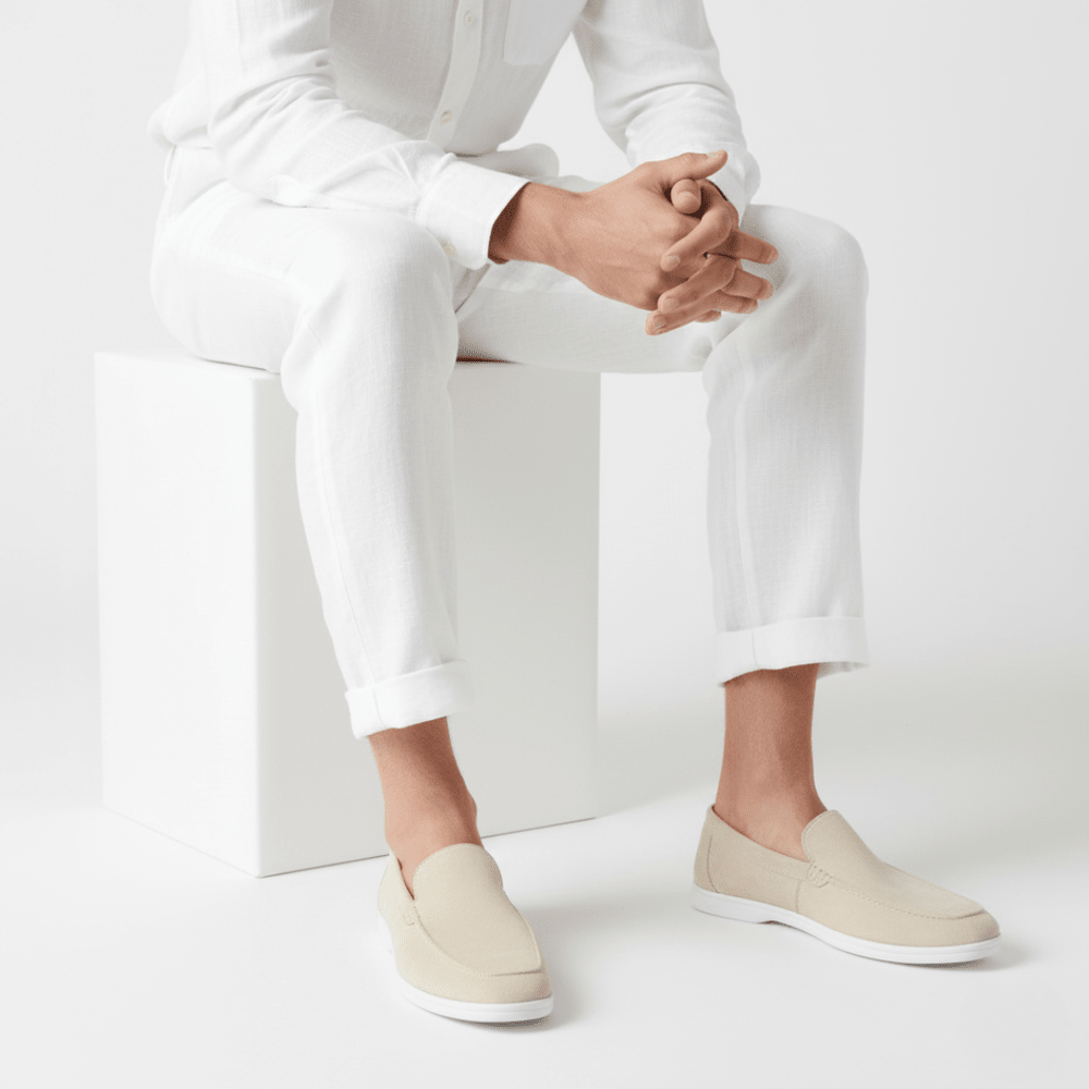 Men's slip-on loafers with penny strap detail