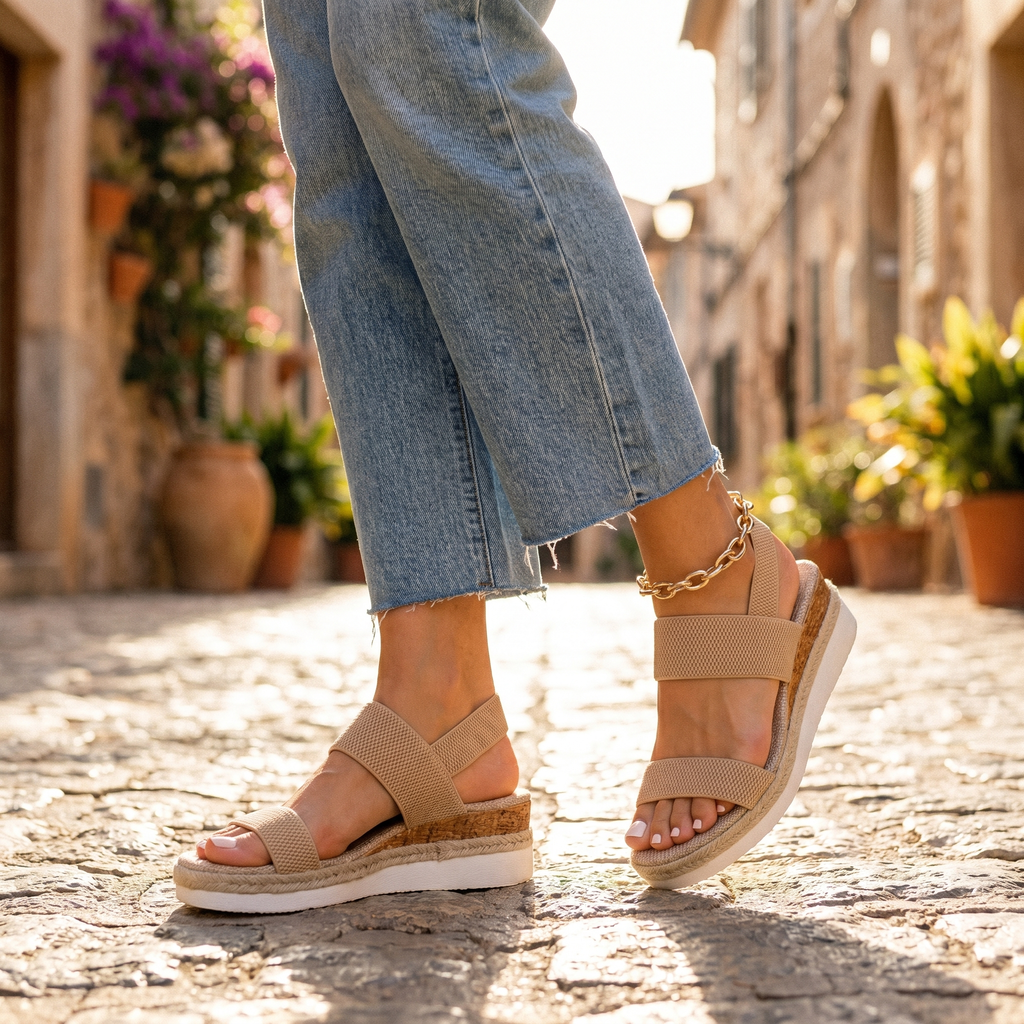 Women's slip-on sandals with cushioned insole and open toe