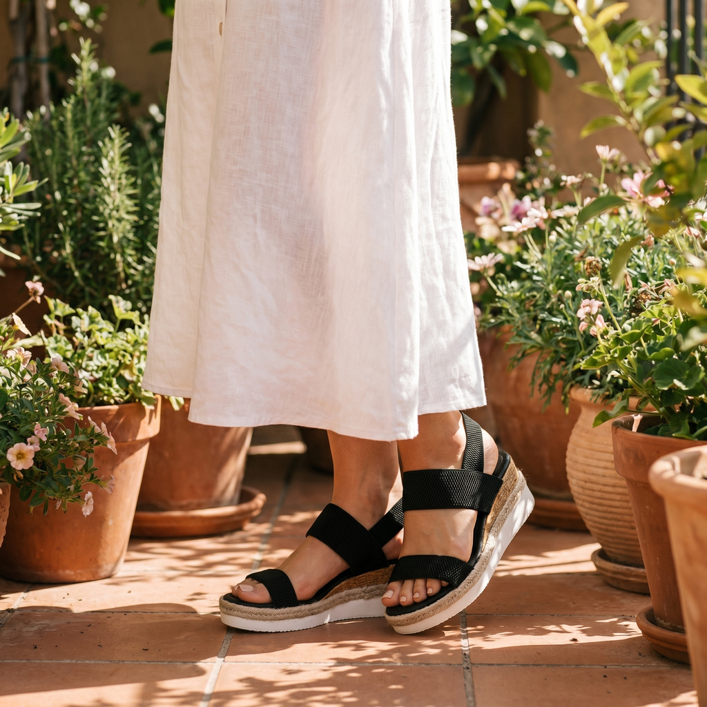 Women's slip-on sandals with cushioned insole and open toe