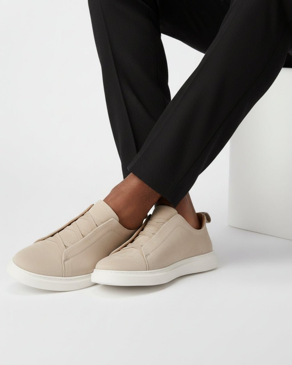 Men's slip-on sneakers with suede-effect finish