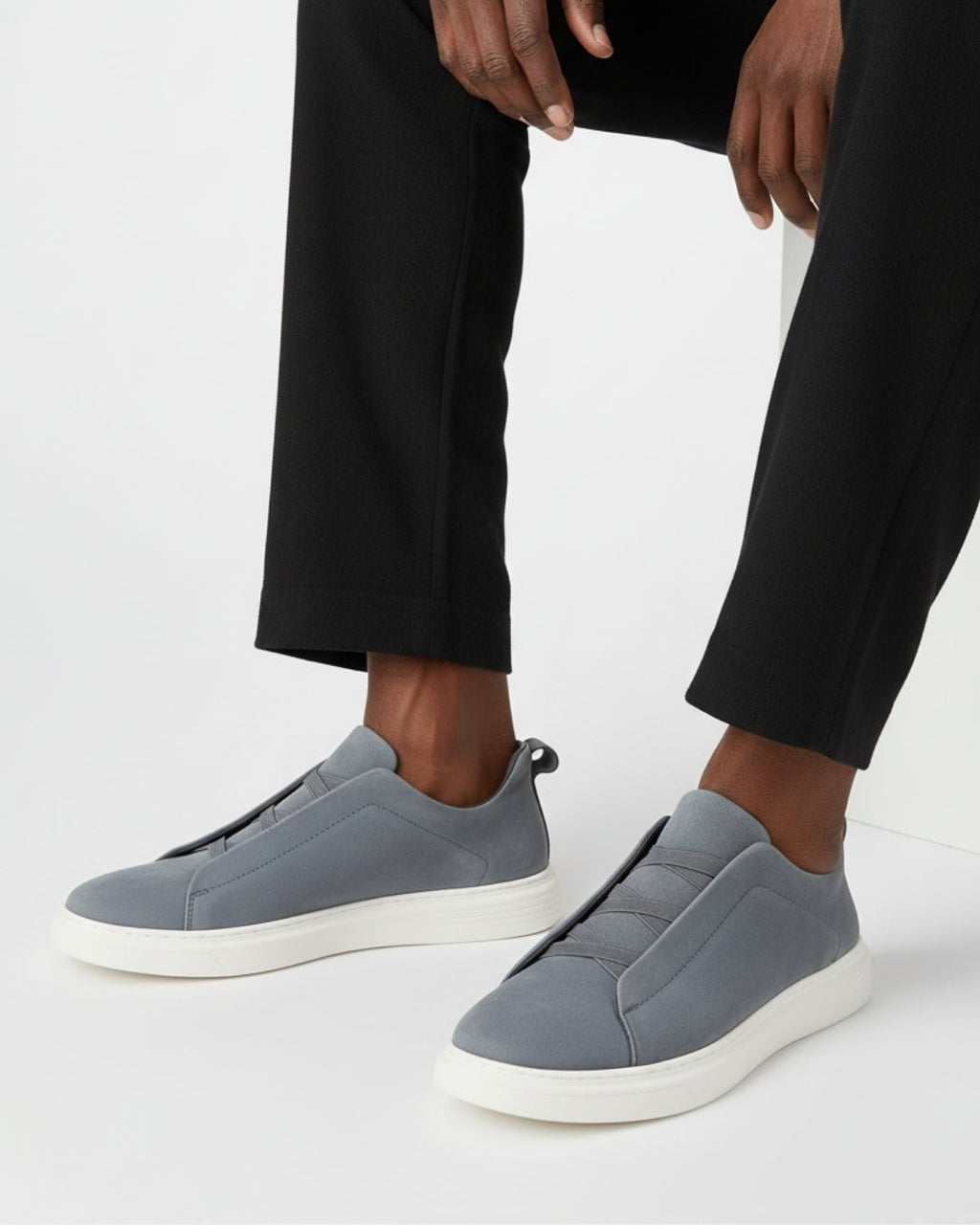 Men's slip-on sneakers with suede-effect finish