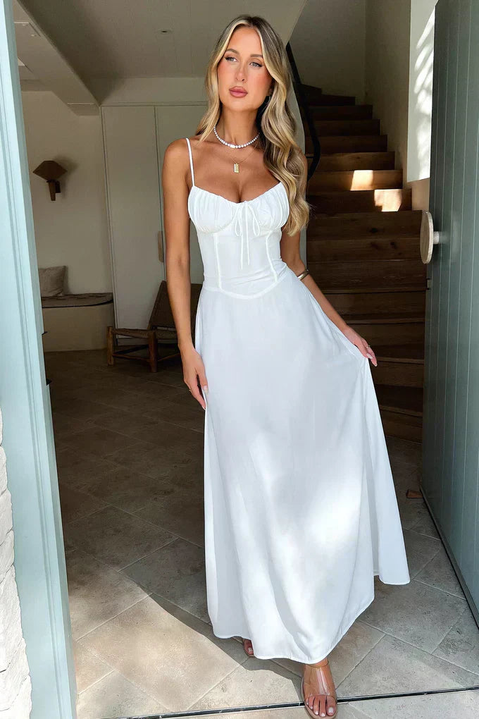 Women's spaghetti strap wrap maxi dress