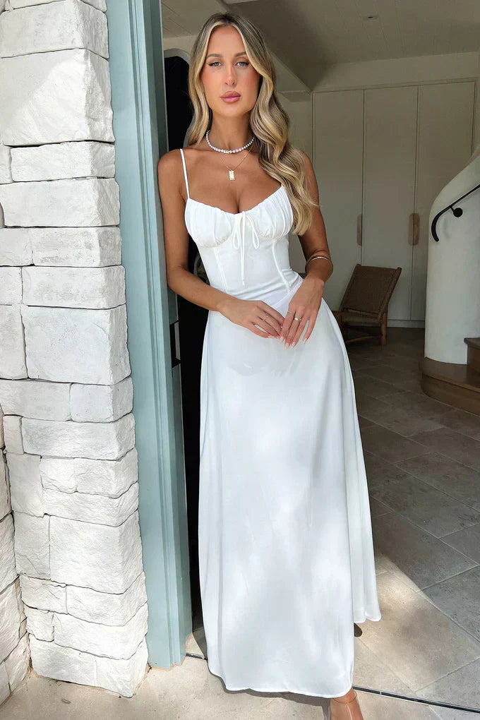 Women's spaghetti strap wrap maxi dress