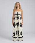 Women's strapless jumpsuit with wide-leg trousers