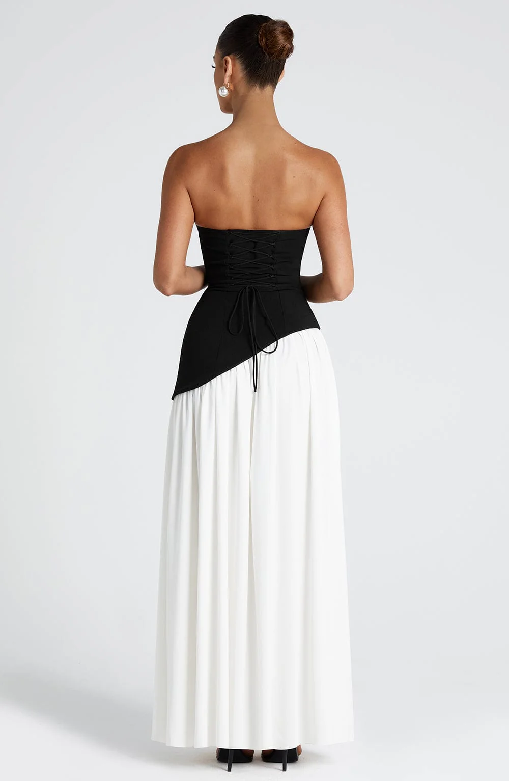 Women’s Strapless Maxi Dress with Matching Scarf and Front Slit