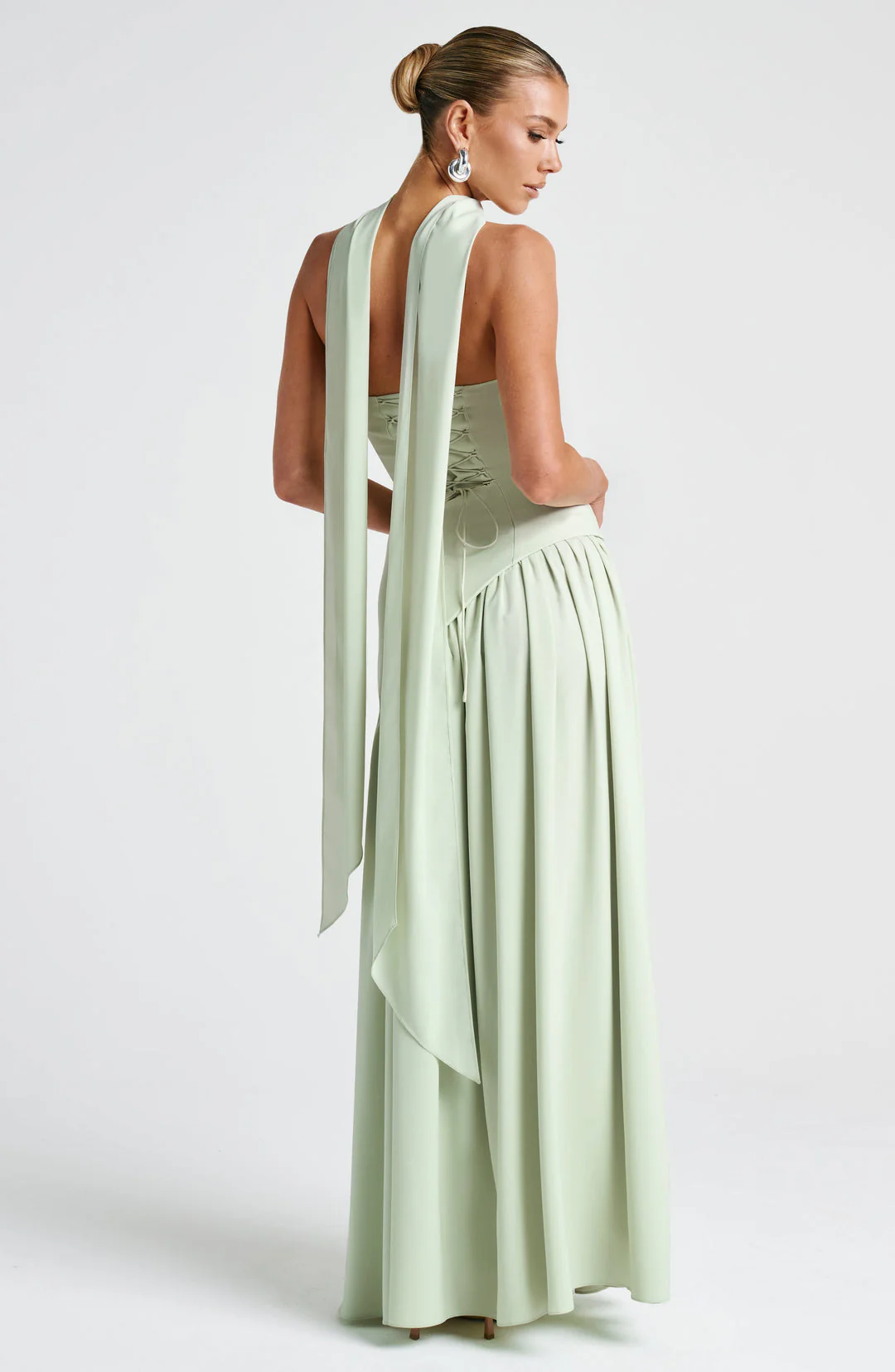 Women’s Strapless Maxi Dress with Matching Scarf and Front Slit