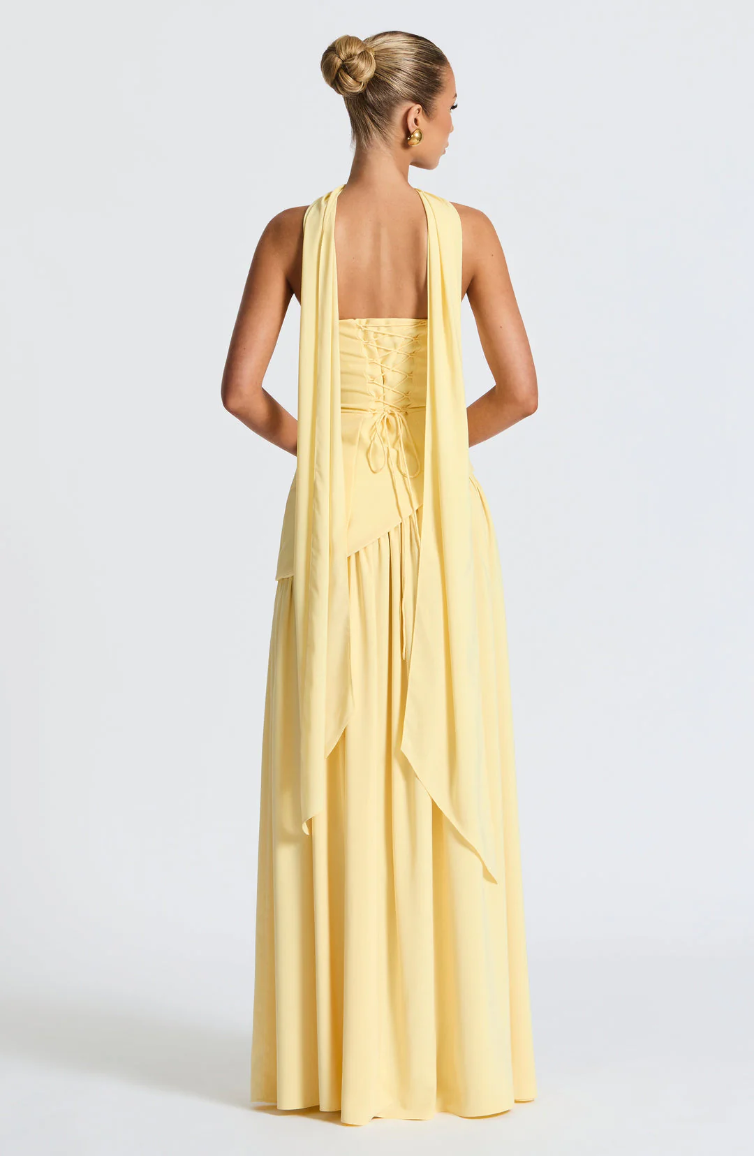 Women’s Strapless Maxi Dress with Matching Scarf and Front Slit