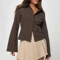 Women's striped blouse with flared sleeves