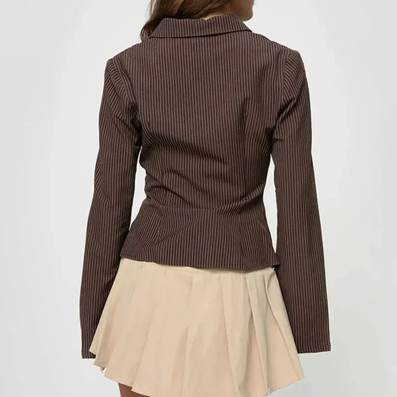 Women's striped blouse with flared sleeves