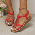 Women's T-strap wedge sandals with open toe