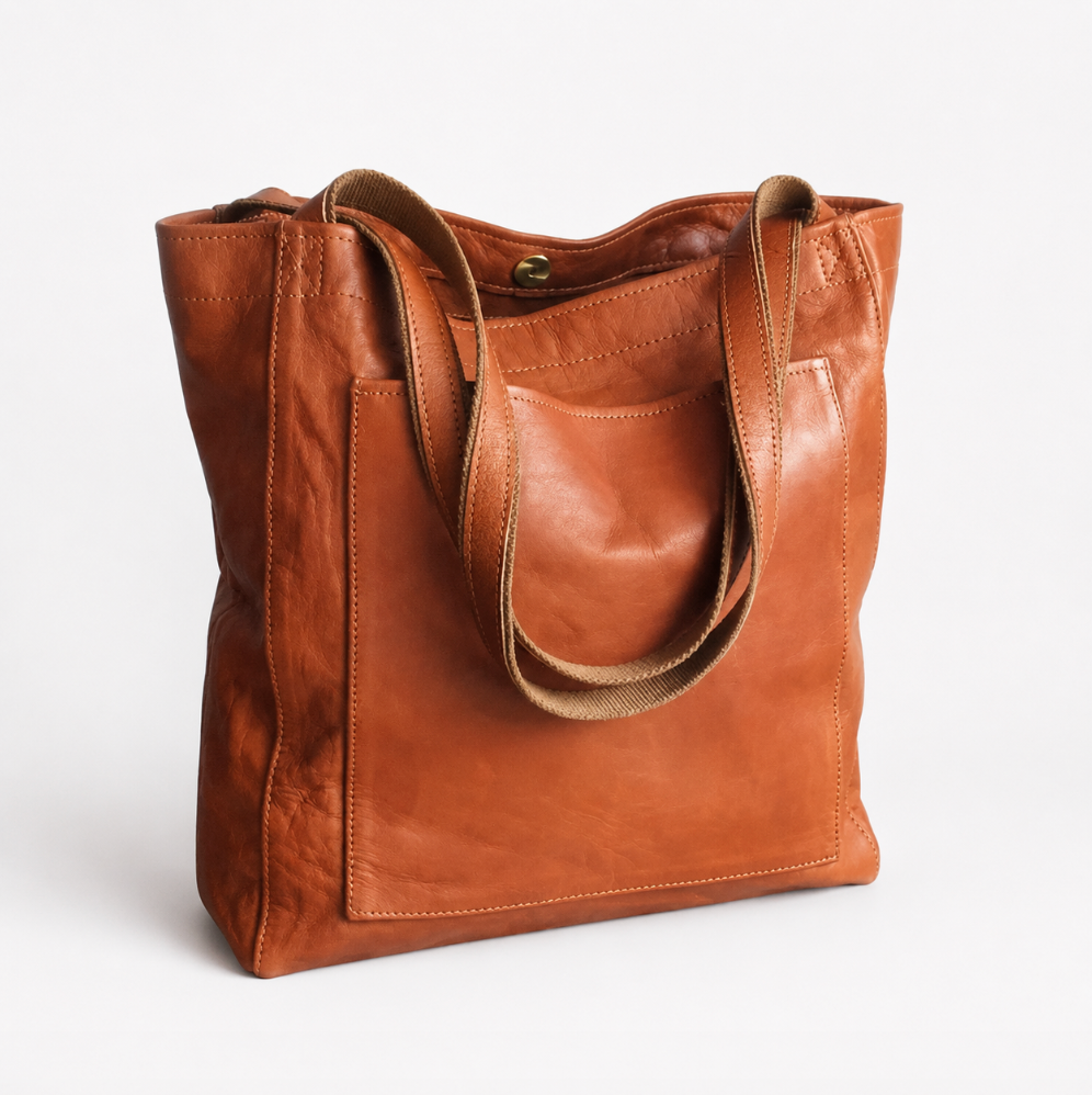Women's tote bag with front pocket and shoulder straps