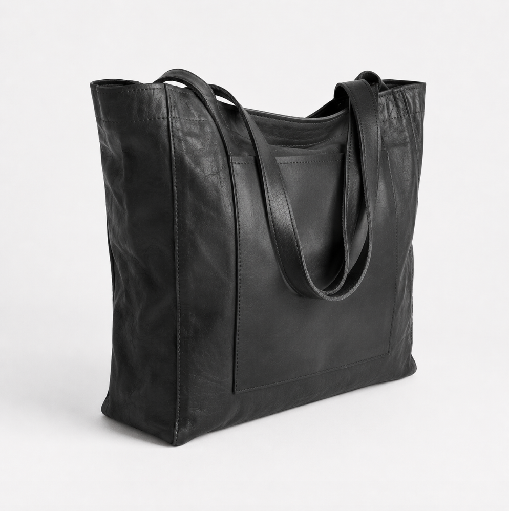 Women's tote bag with front pocket and shoulder straps