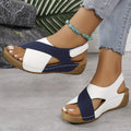 Women's two-tone wedge sandals with open toe