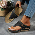 Women's wedge flip flop sandals with toe post