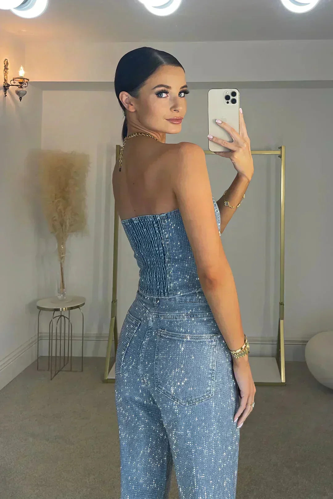 Women's wide-leg bustier jumpsuit