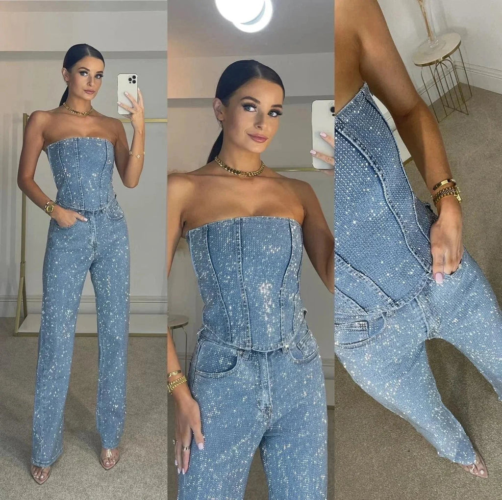 Women's wide-leg bustier jumpsuit