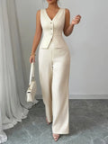 Women's wide-leg trouser set with waistcoat top