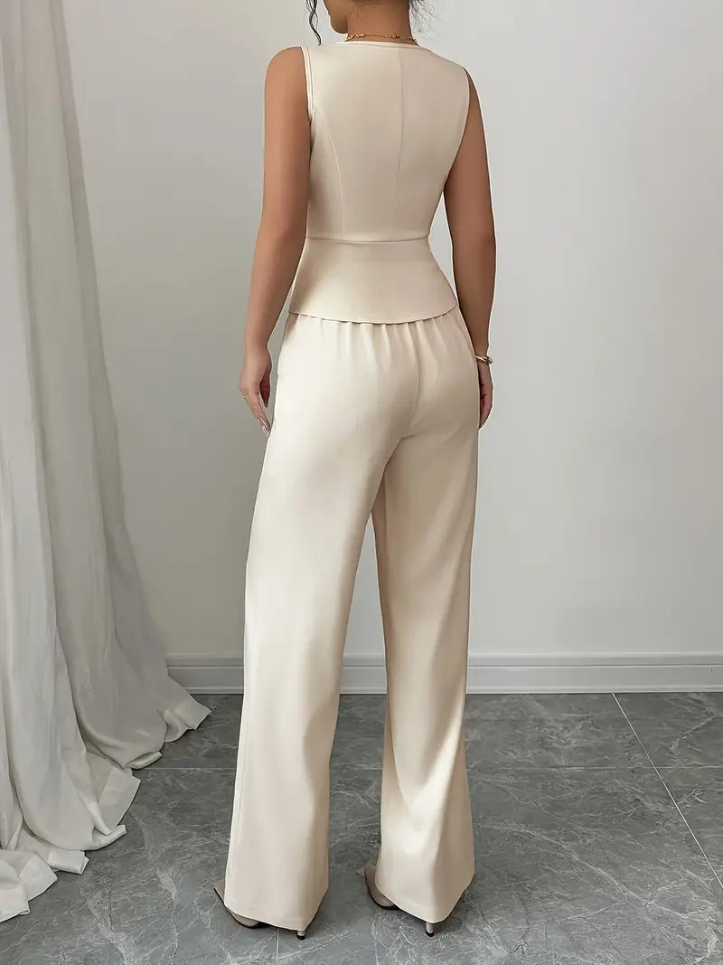 Women's wide-leg trouser set with waistcoat top