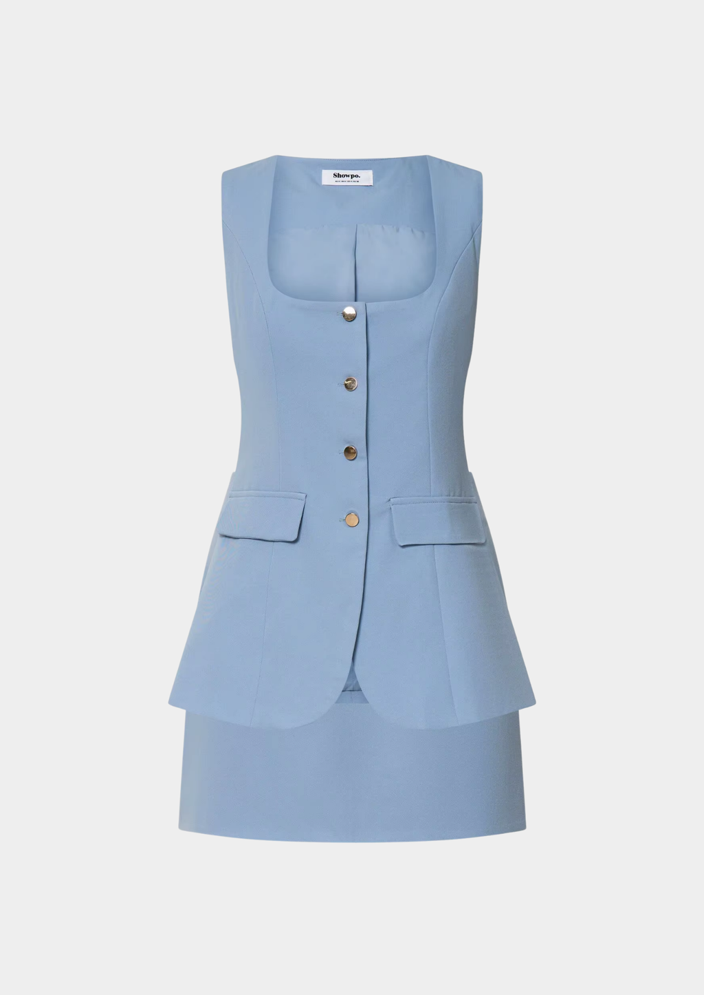 Women’s Sleeveless Top and Mini Skirt Set with Button Closure