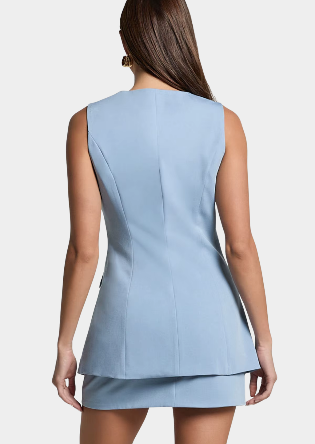 Women’s Sleeveless Top and Mini Skirt Set with Button Closure