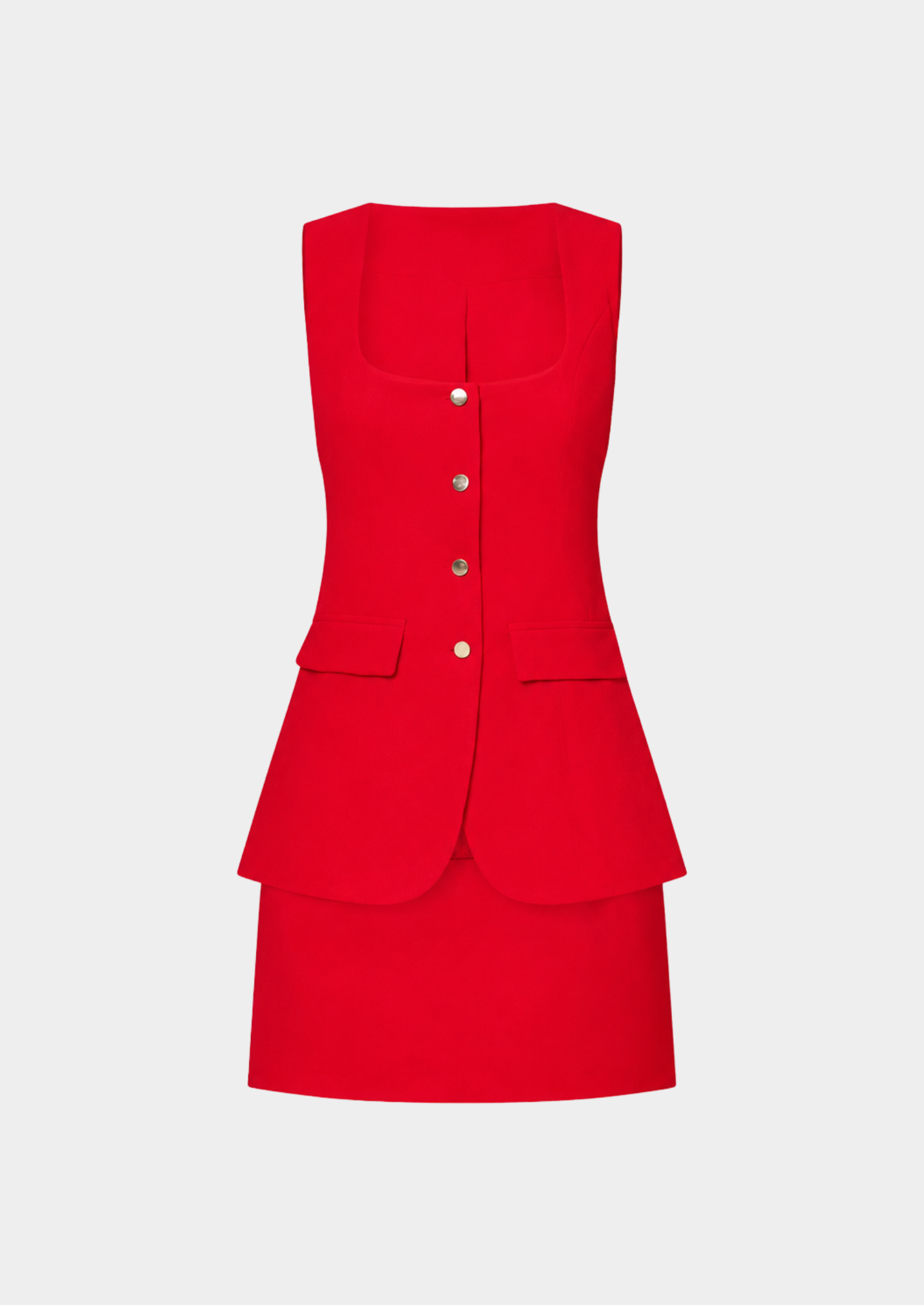 Women’s Sleeveless Top and Mini Skirt Set with Button Closure
