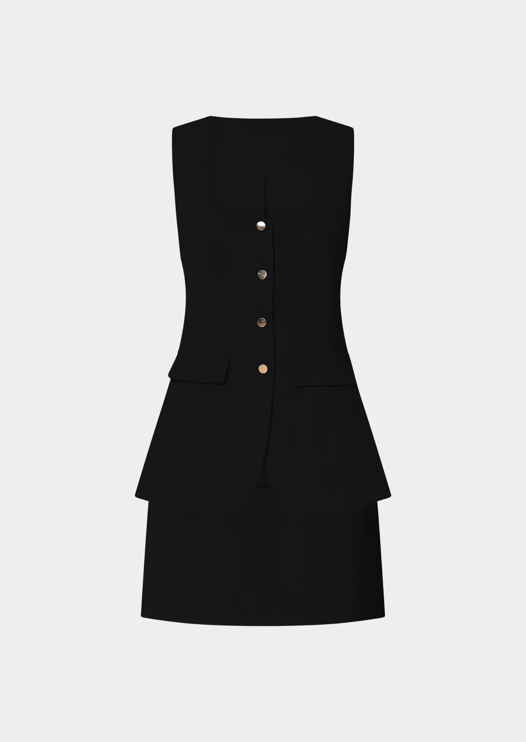 Women’s Sleeveless Top and Mini Skirt Set with Button Closure