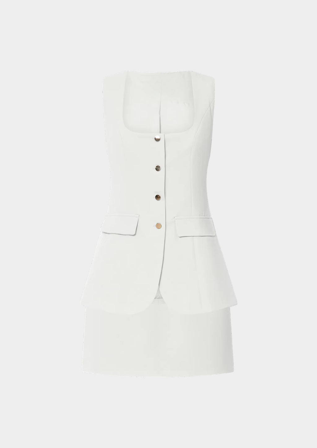 Women’s Sleeveless Top and Mini Skirt Set with Button Closure