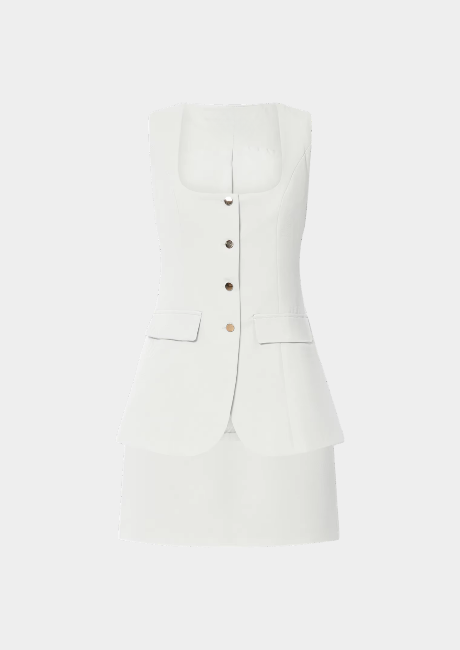 Women’s Sleeveless Top and Mini Skirt Set with Button Closure