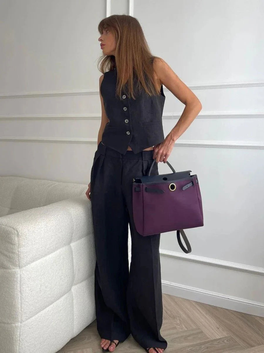 Women’s Sleeveless Vest and Wide-Leg Pants Set