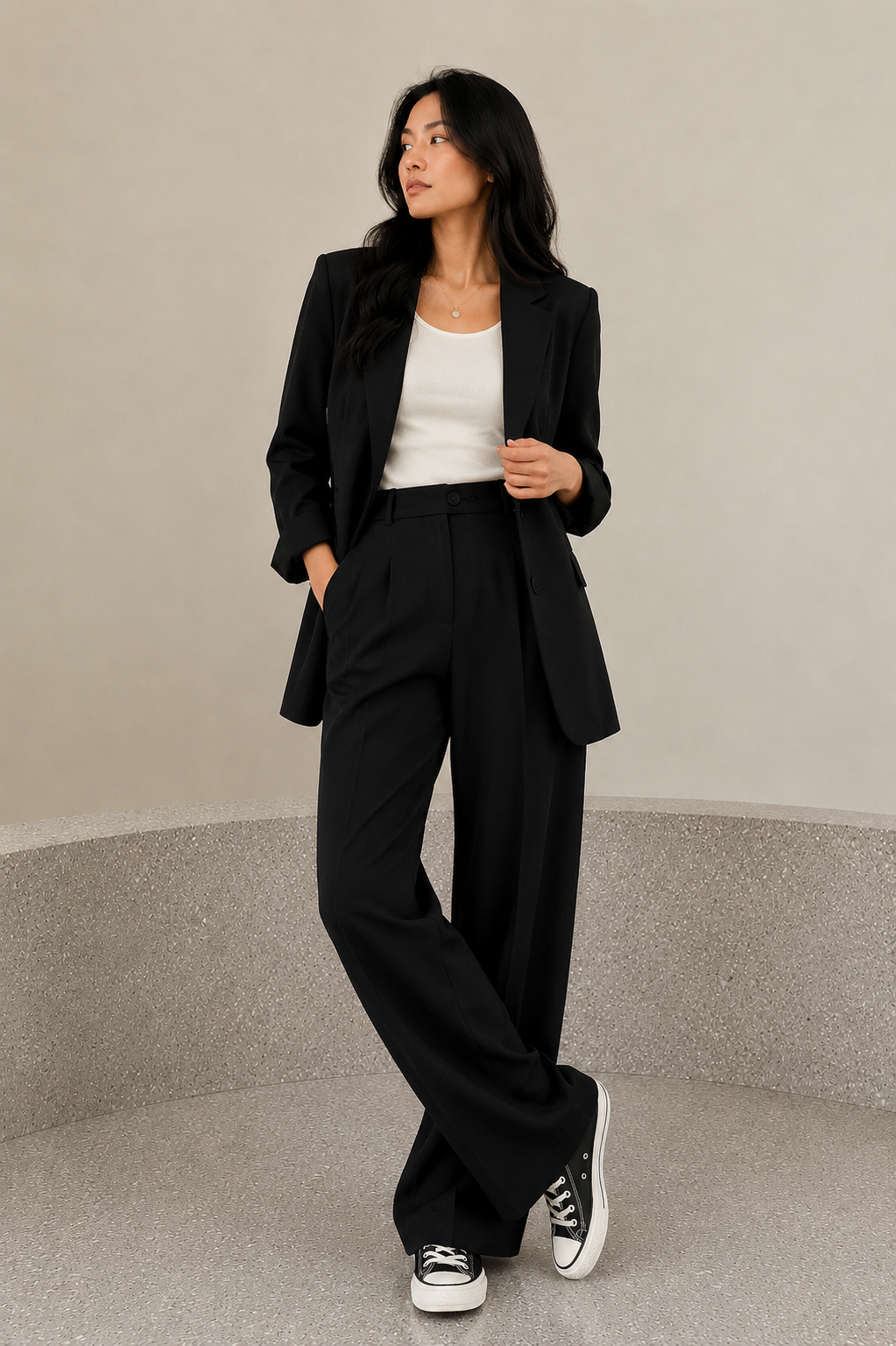 Women’s Two-Piece Set with Blazer and Wide-Leg Pants