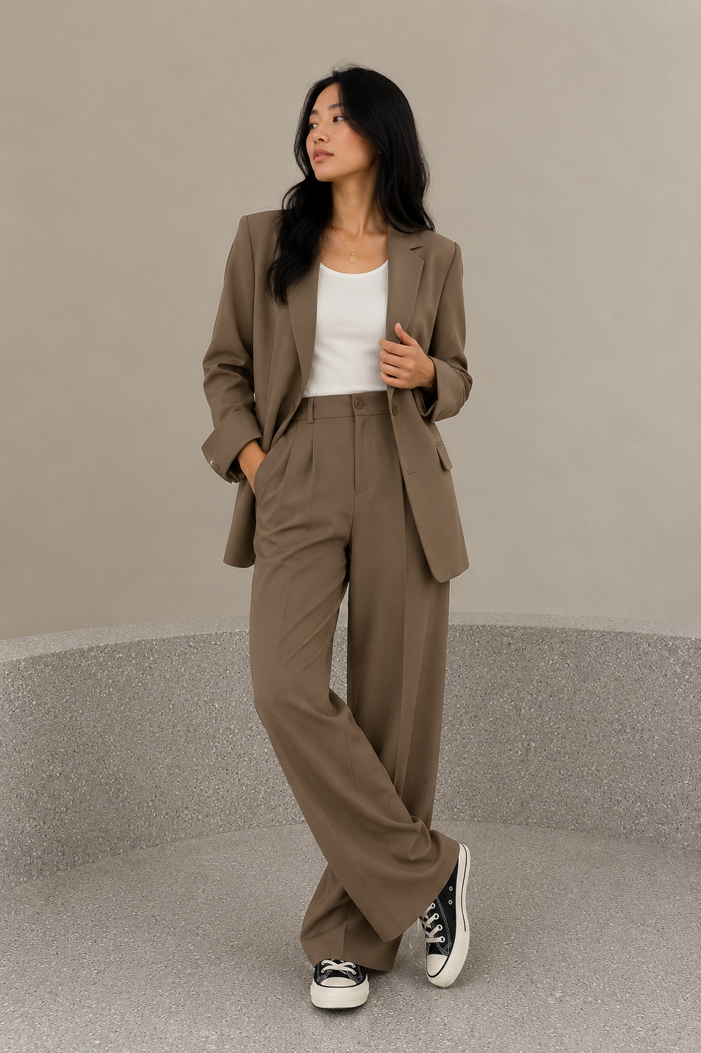 Women’s Two-Piece Set with Blazer and Wide-Leg Pants