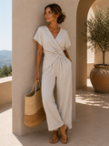 Women’s Wrap Front Top and Cropped Pants Set